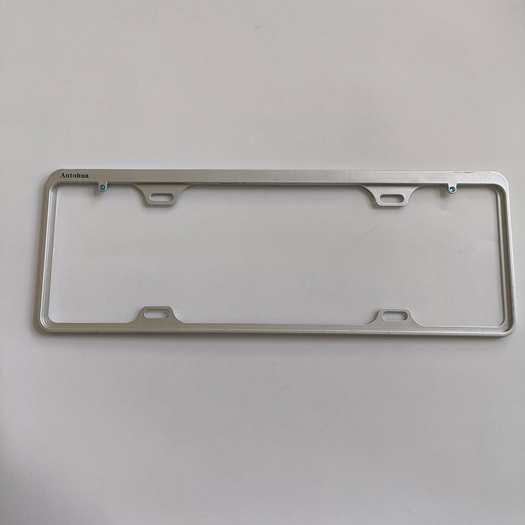 Autohua-License plate frames,  4 Holes Slim Stainless Steel Polish Mirror License Plate Frame